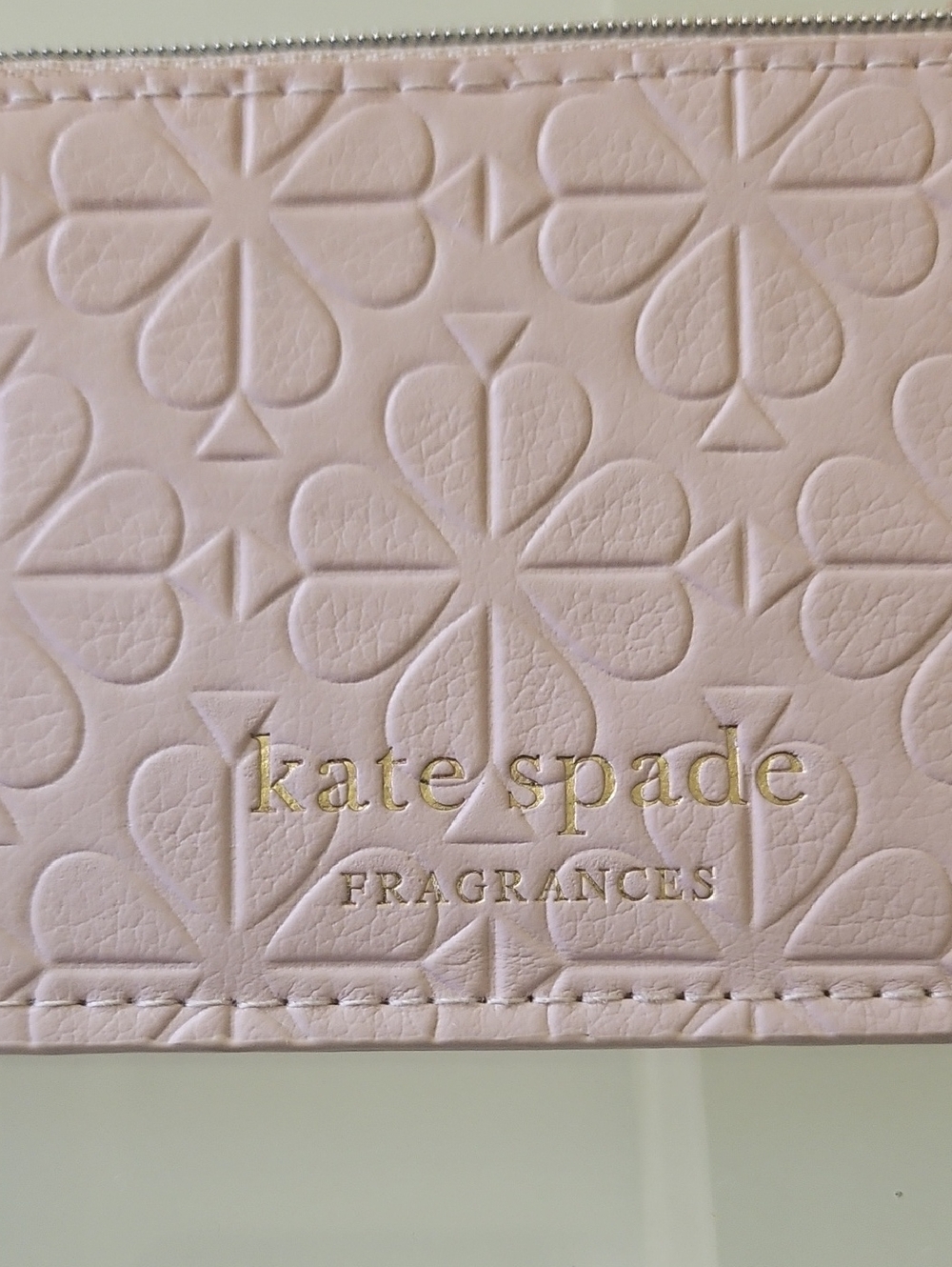 kate spade light pink embossed clover card pouch